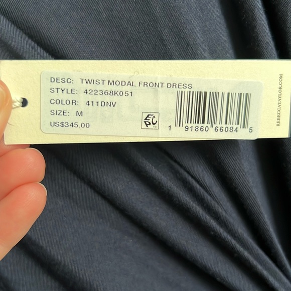 Rebecca Taylor Navy Blue Modal Blend Twist Front Dress | NWT Size M - Picture 5 of 11